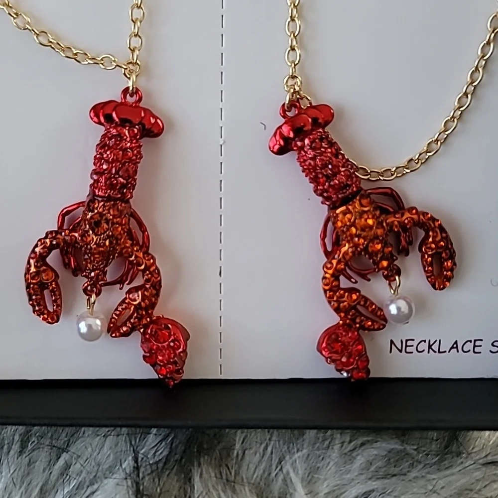 Betsey Johnson Gold and Red Lobster Best Friend Necklace Set - Picture 6 of 6